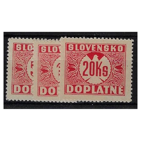 Slovakia 1939-40 5k-20k Postage dues, fine mtd mint. SGD60A-62A