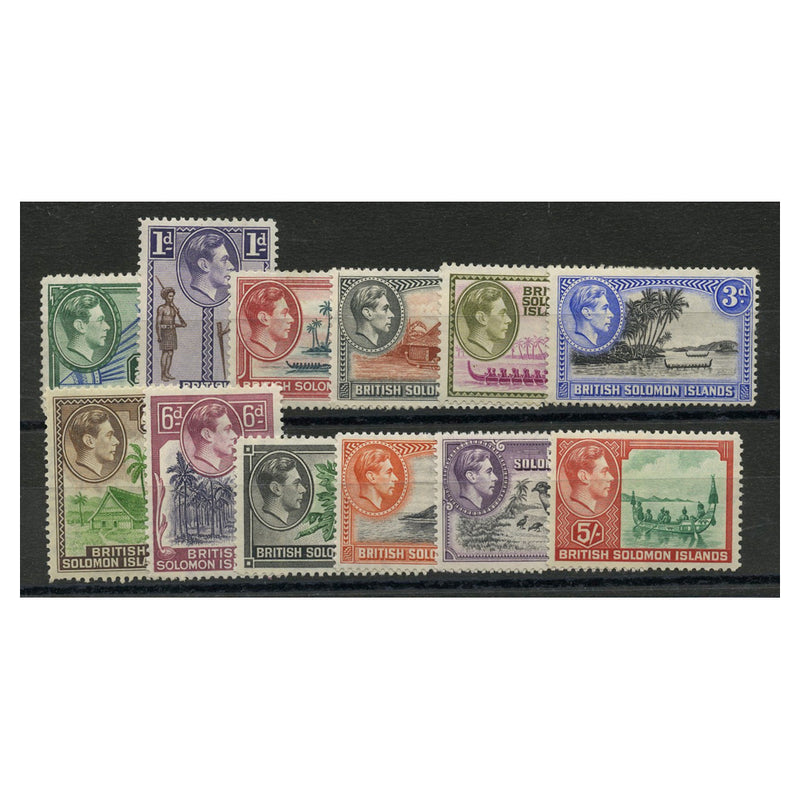 Solomon Is 1939-51 Definitive short set to 5/-, fresh mtd mint. SG60-71