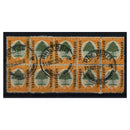 SA 1929-31 6d Green & orange, block of 10, cds used, minor faults. SGO9_SOUTO0009U10X