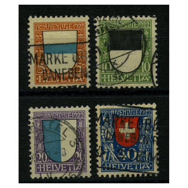 Switzerland (Pro Juv) 1922 Heraldry, fine used. SGJ20-23