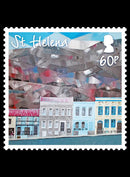 St Helena Paintings of Main St. Buildings se-tenenant 4 value strip 1/1/15