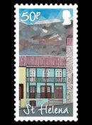 St Helena Paintings of Main St. Buildings se-tenenant 4 value strip 1/1/15