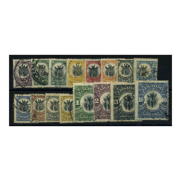 Tanganyika 1922-24 Giraffe definitive short set to 10/-, fine cds used. SG74-87_TANG0074US