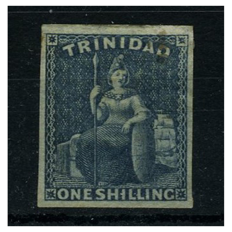 Trinidad 1859 1/- Indigo, fine mtd mint with 4 margins. SG29