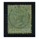 Tobago 1879 1/- Green, fine lightly used, faulty. SG4