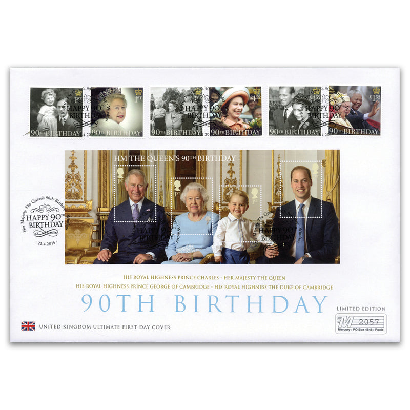 2016 Queens 90th Birthday Stamps & M/s Mercury FDC, Windsor h/s
