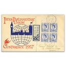 1957 Inter-Parliamentary Union Conference, Handwritten, Block of 4_TX5709M