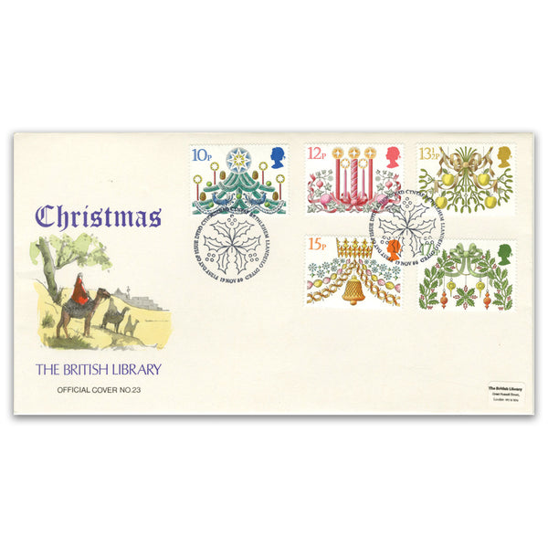 1980 Christmas, British Library Handpainted Cover, Bethlehem h/s. Rarely seen.