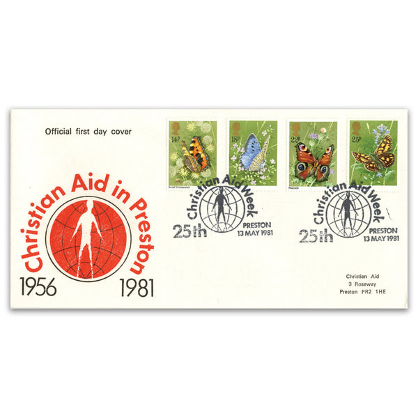 1981 Butterflies - Christian Aid Official - Christian Aid Week, Preston h/s