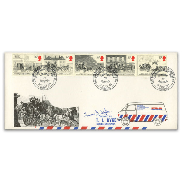 1984 Mail Coach. Hawkwood Off. - Interlink Express Parcels Co. h/s Signed Trevor Dyke
