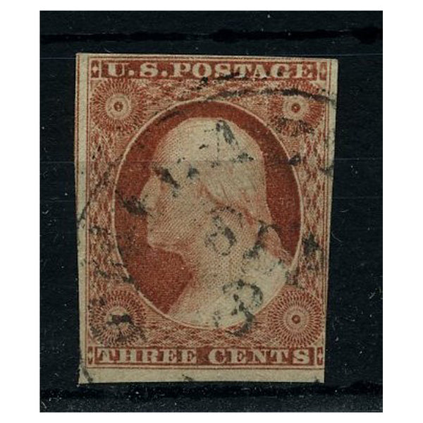 USA 1851-57 3c Washington Copper-brown Type 1 fine used 3+ margins  Cat.£100 SG12a