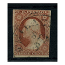 USA 1851-57 3c Washington Copper-brown Type 1 fine used 3+ margins  Cat. £100 SG12a_USA0012AU