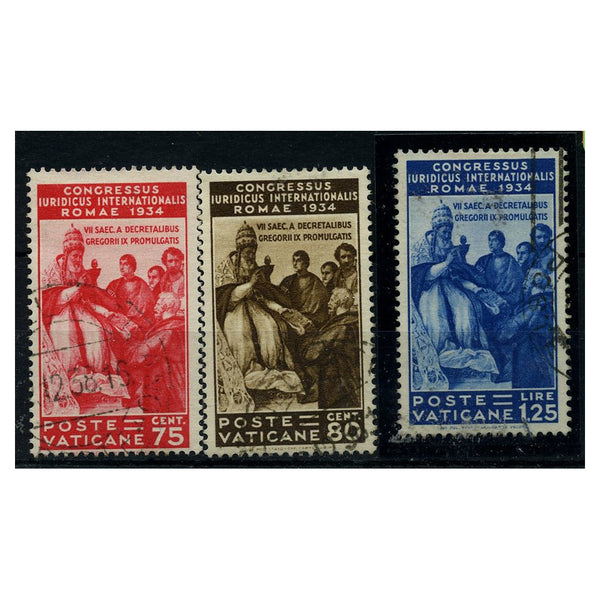 Vatican 1935 Juridical Congress 75c, 80c & 1l25c, all fine used. SG44-46