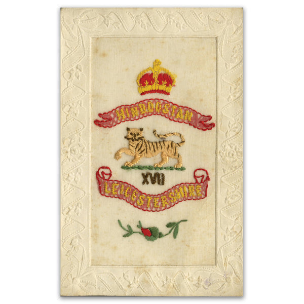 WWI Silk Postcard - Hindoustan Leicestershire Regiment