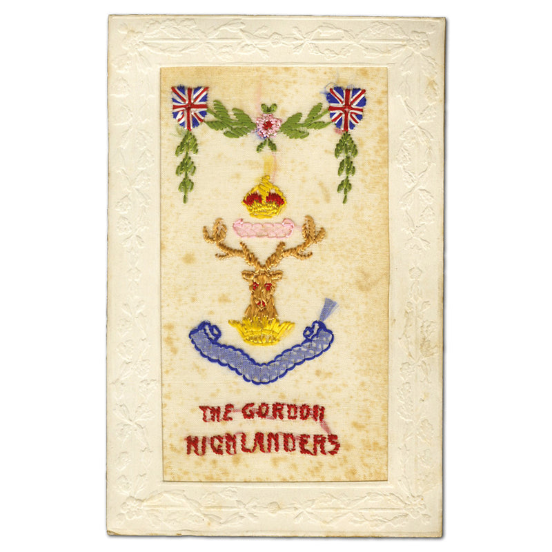 WWI Silk Postcard - The Gordon Highlanders