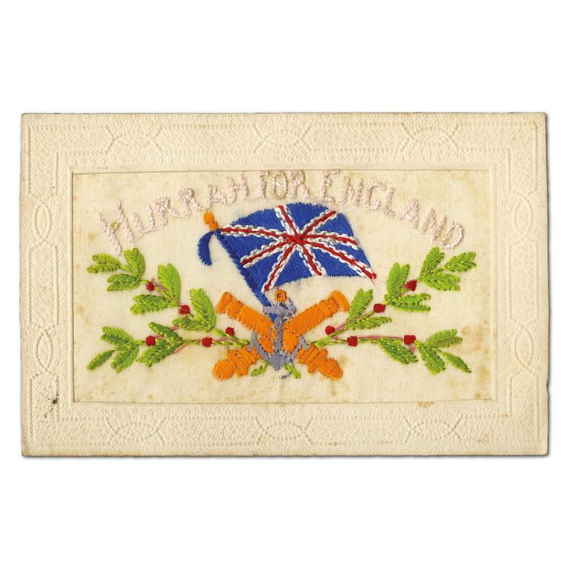WWI Embroidered Postcard - Hurrah For England