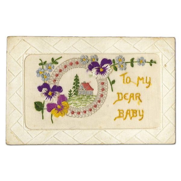 WWI Embroidered Postcard - To My Dear Baby