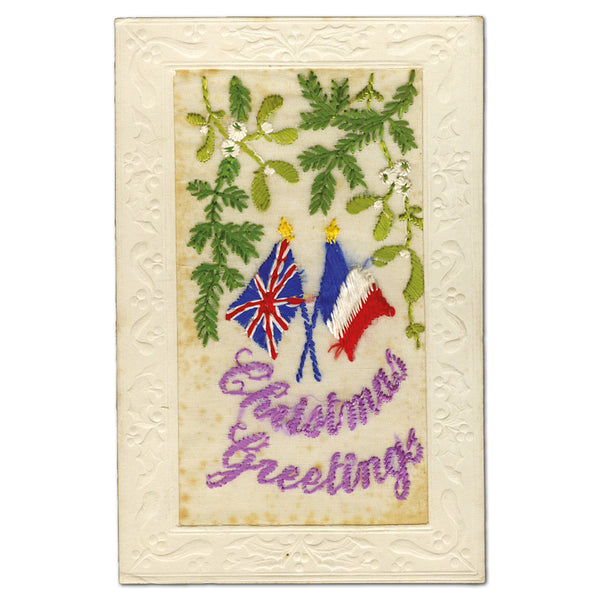 WWI Embroidered Postcard - Christmas