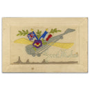 WWI Embroidered Postcard - Good Wishes / Early Aircraft