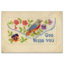 WWI Embroidered Postcard - God Bless You