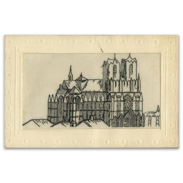 WWI Silk Postcard - Notre Dame Cathedral