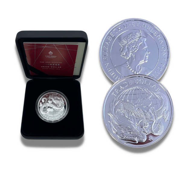 2021 St Helena Modern Chinese Trade Dollar  1oz Silver Proof Coin