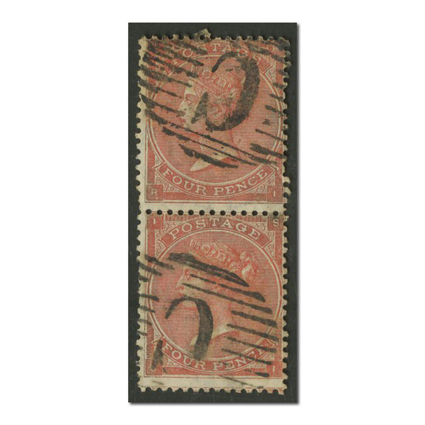 QV 4d Vermillion pair used 'Constantinople' BSCA002