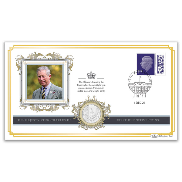 King Charles III First Definitive Coins Special Coin Cover - 10p