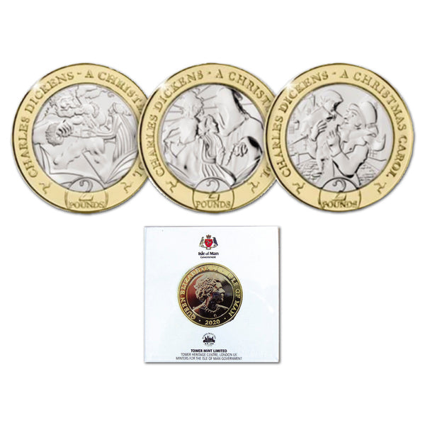 IoM 2020 Scrooge & Ghost of Christmas Present  £2 coin CBN1029A