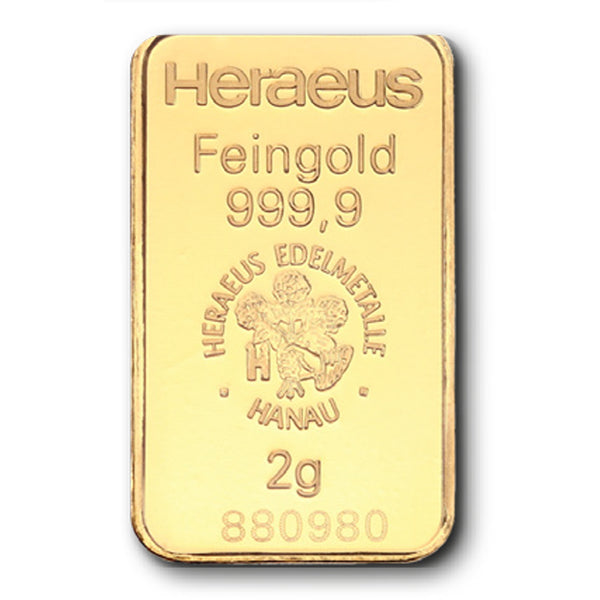 Heraeus 2g Fine Gold Bar CBN1058C