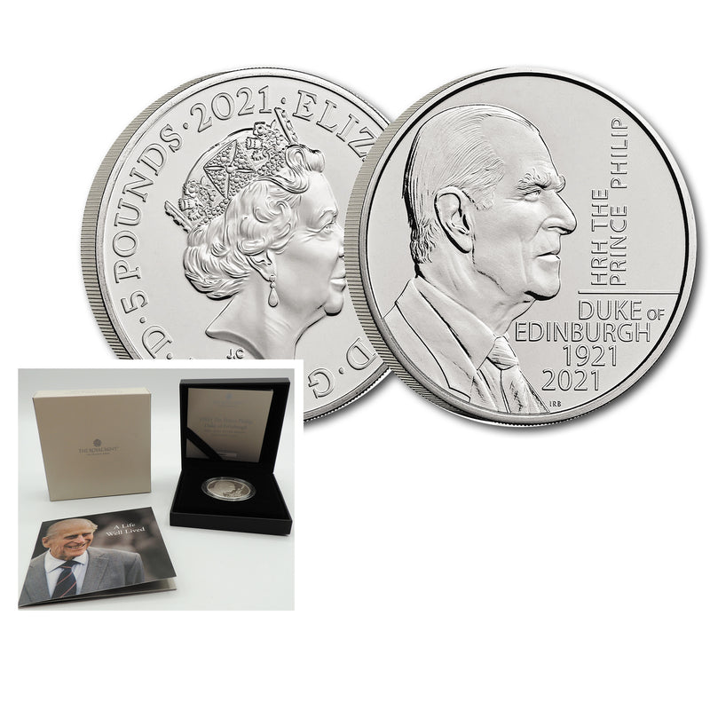 HRH Prince Philip 2021 UK £5 Silver Proof Piedfort Coin CBN1064