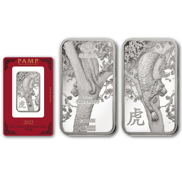 2022 PAMP year of the Tiger 1oz Silver bar