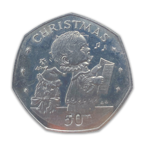 1989 Gibraltar Choirboy Christmas 50p coin