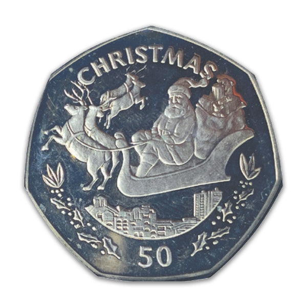 1997 Gibraltar Santa Claus on Sledge Christmas 50p coin