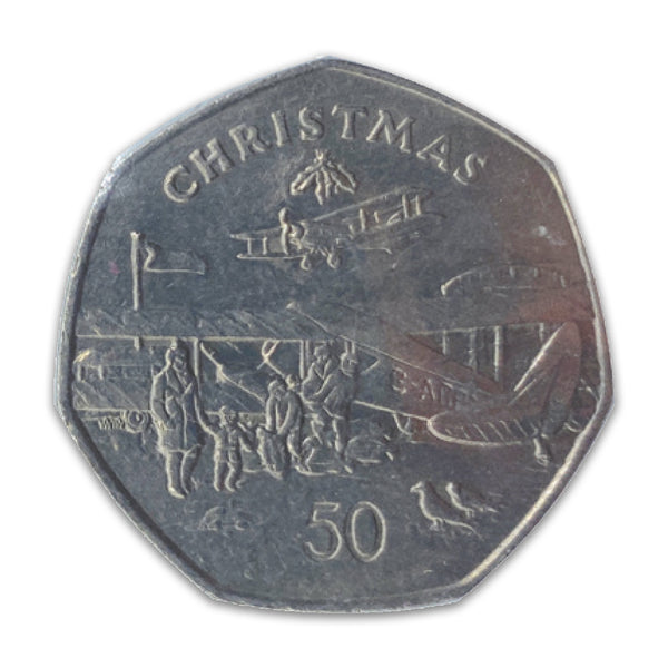 1985 Gibraltar De Haviland Christmas 50p coin (circ)