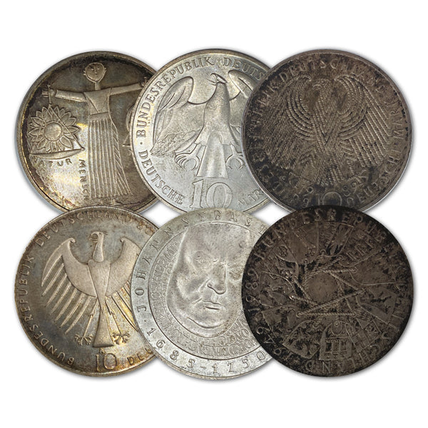 3 German silver 10 Mark coins (Halfcrown-size)