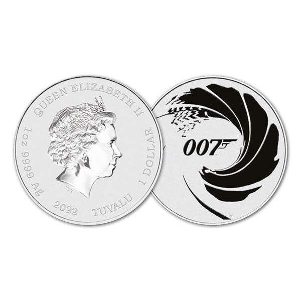 2022 James Bond 007 Tuvalu "Black Edition" 1oz Silver  Coin