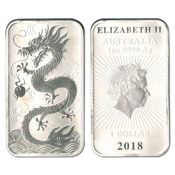 2018 1oz Dragon Rectangular 9999 Silver Coin CBN903