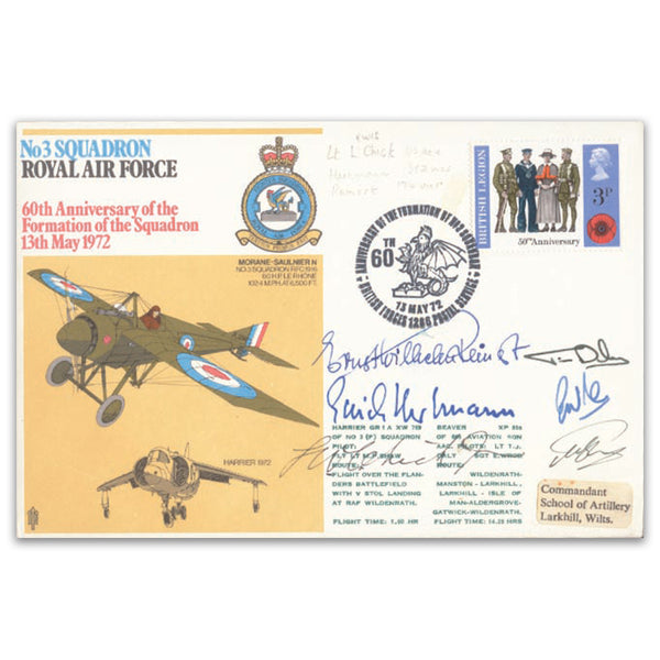 1972 RAF No3 Sqn. Cover Signed Hartmann, Reinert & Chick