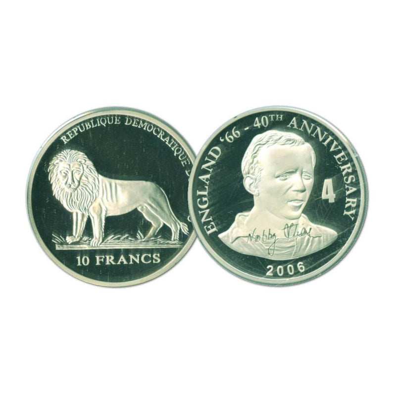 2006 10 Francs Silver Congo Coin - World Cup Anniversary - Nobby Stiles No. 4 COL14810