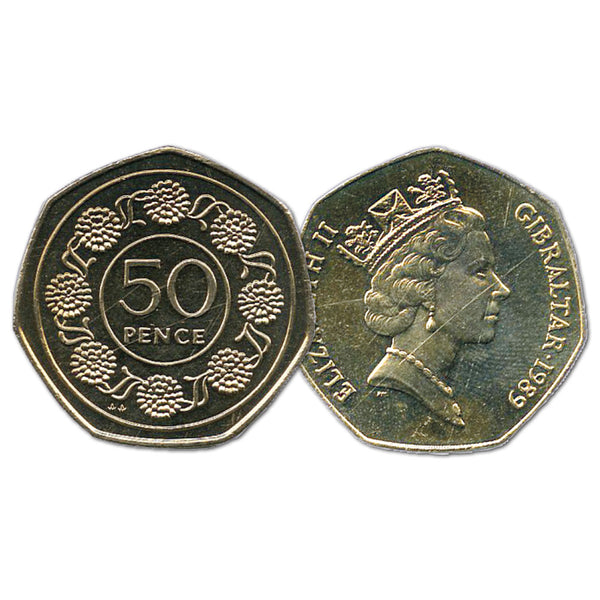 1989 Gibraltar Candytuft 50 pence (KM#17) CXC0165