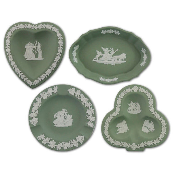 Four Wedgwood Green Jasperware Pin Trays CXG0913