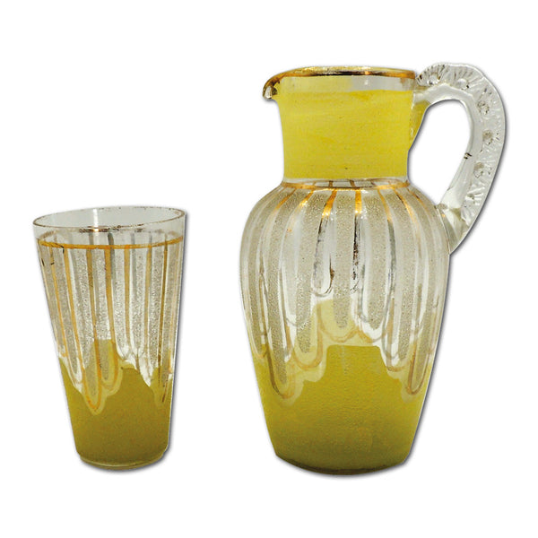 1950s Frosted Glass Jug & Glass CXG0950