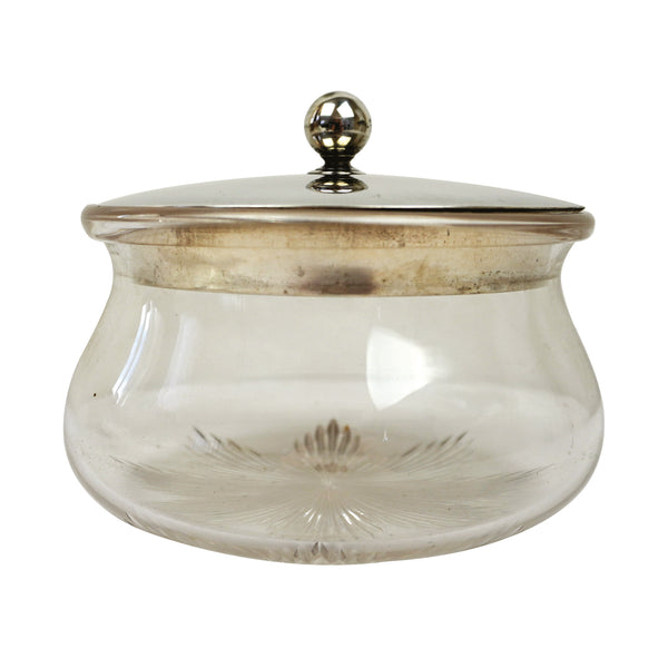 Silver Topped Glass Dressing Table Jar CXH0245