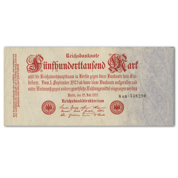 Five Hundred Thousand Reichsbank Note - 1923