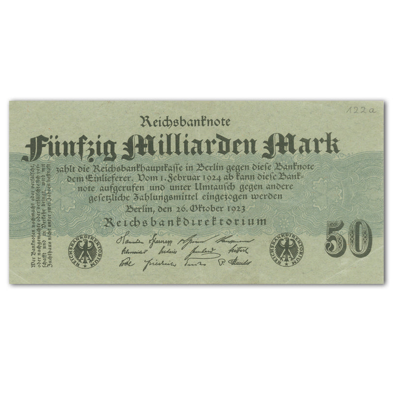 1923 50 Million Mark Reichsbank Note