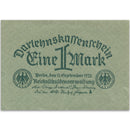 One Mark Darlehenskassenschein Note - 1922