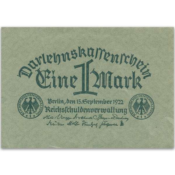 One Mark Darlehenskassenschein Note - 1922