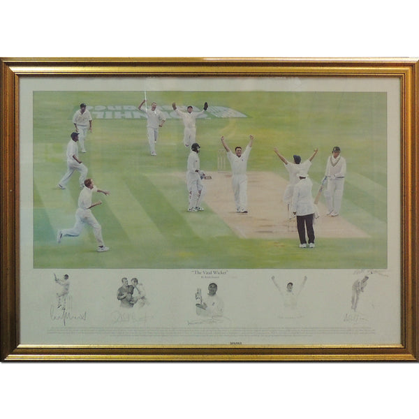 The Vital Wicket Print Signed by 5 Player Inc. Alex Stewart Mike Atherton CXP0358