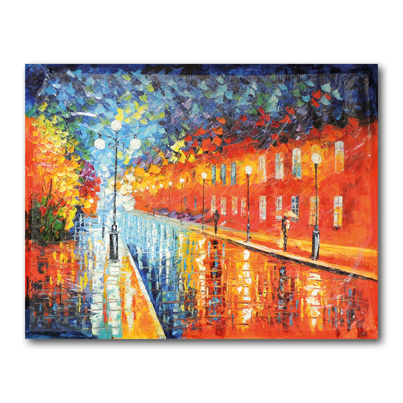 Blue Lights at Night by Leonid Afremov Painting Recreation. CXP0377
